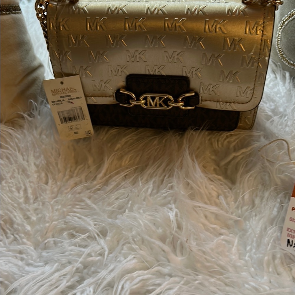 Michael Kors Gold and Brown Women's Bag